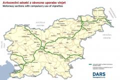 Mapa zpoplatněných úseků Slovinsko 2021