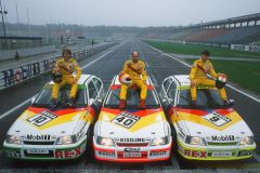 Sportliches Dreigestirn: 1989 setzt Opel in der DTM Peter Oberndorfer, Volker Strycek und Markus Oestreich ein (von links nach rechts). Ihr eEInsatzfahrzeuge sind Kadett GSi 16V